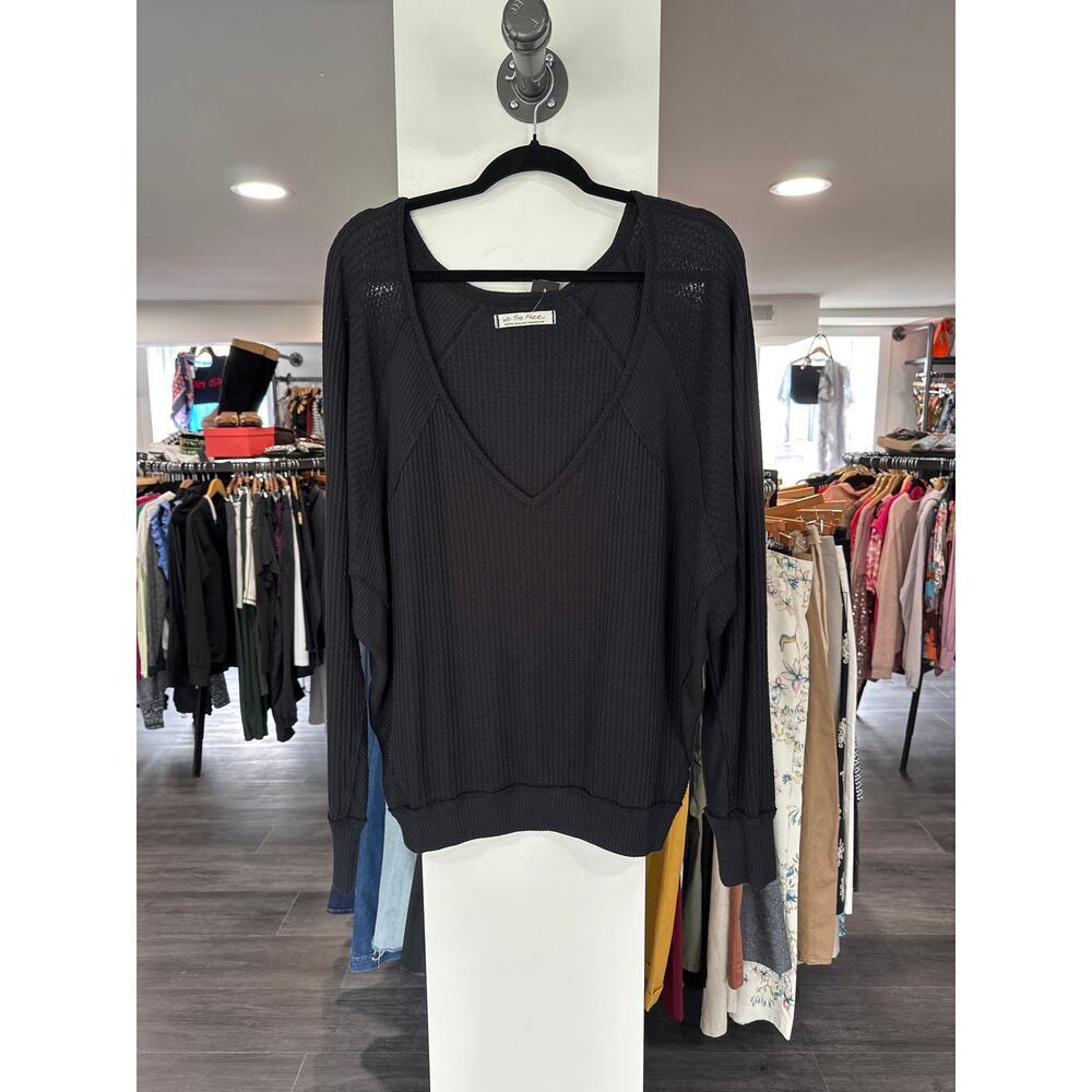 Free People Thermal Long Sleeve Oversized Top Size M